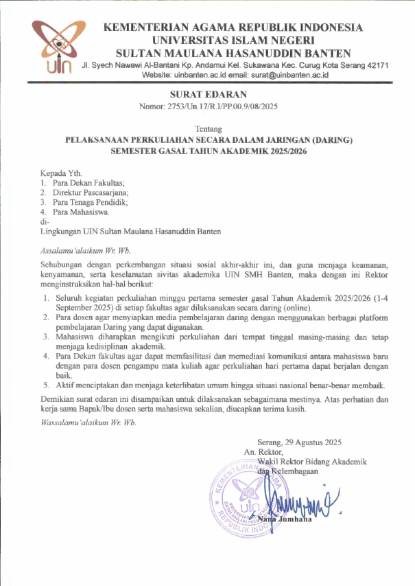 Pengumuman Perkuliahan Semester Gasal 2025/2026